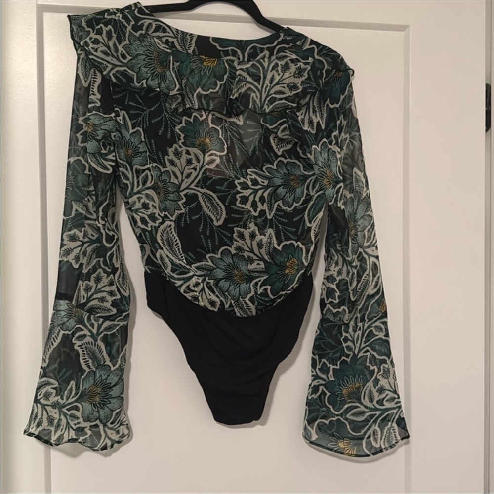 Band Of The Free Bonnie Emerald Floral Long Sleeve Bodysuit Women S Boho Cottage - Picture 6 of 6